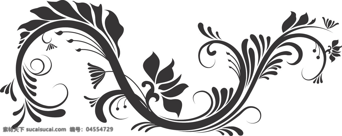 欧式花纹矢量 边纹 黑白 花朵 花卉 花纹 剪影 模板 欧式 设计稿 时尚 枝蔓 装饰 矢量素材 素材元素 源文件 矢量图