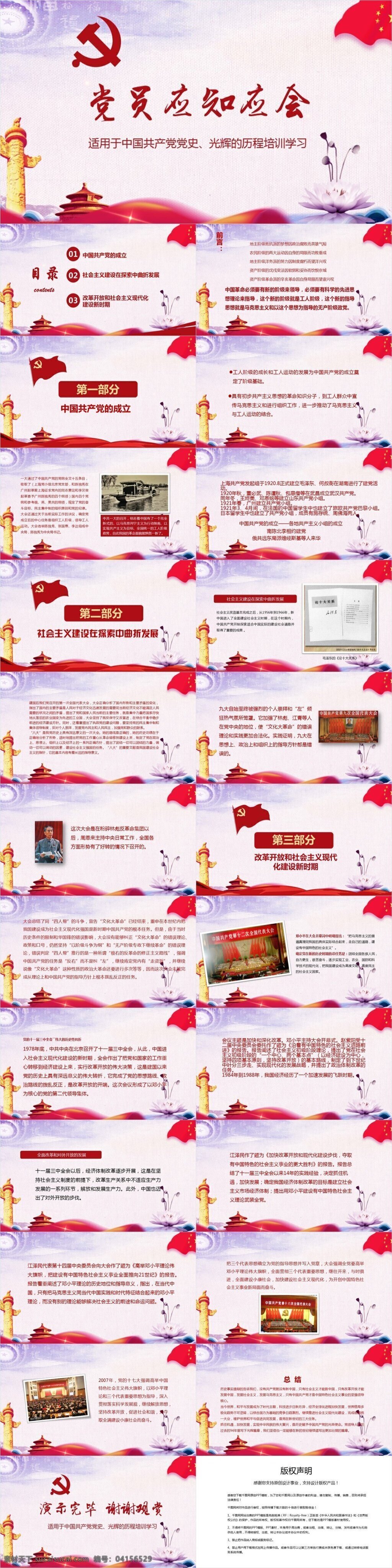 中国共产党 党史 历程 培训 学习 模板 范本 改革开放 社会主义建设 社会主义现代