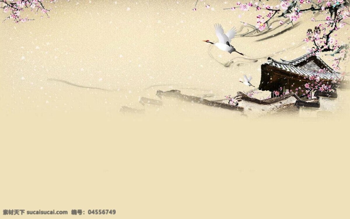 精美 中国 古风 背景图片 简洁 建筑 梅花 中国古风