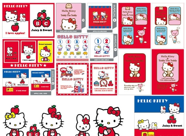 hello kitty 猫 可爱 卡通 品牌 粉红 pink 小兔 小熊 苹果 饼干 eps格式 hellokitty 图片2 矢量素材 其他矢量 矢量