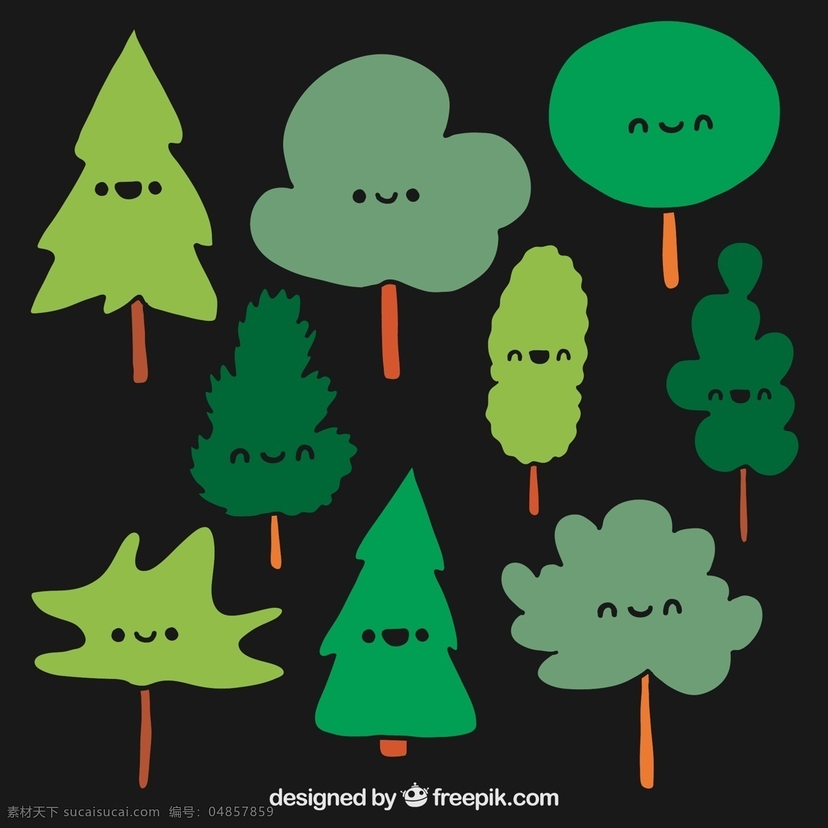 卡通树木 卡通 树木 大树 植物 平面素材