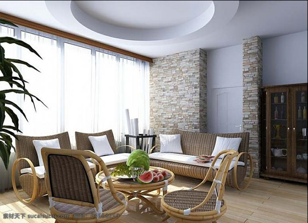 客厅模型 室内空间 模型 客厅 3dm 白色