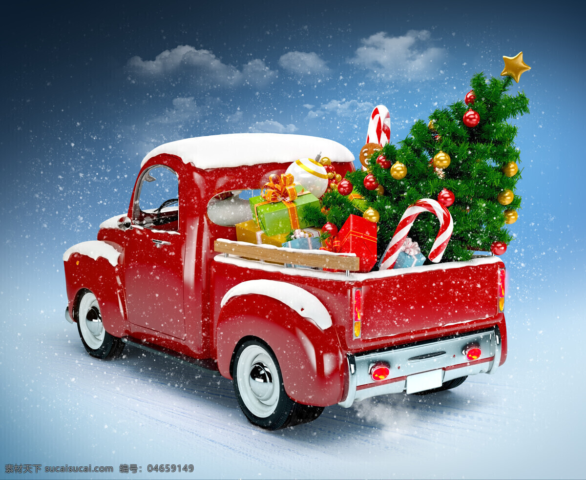 圣诞车 圣诞 圣诞老人 红色 星光 璀璨 驯鹿 鹿车 节日庆祝 文化艺术 圣诞节 merry christmas 动漫动画