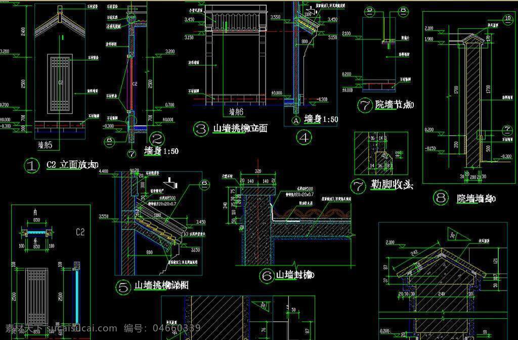 传统风格 传统建筑 饭店 仿古 古典 古建筑 环境设计 建筑设计 酒店 源文件 中式酒店 山墙详图 中式 中式风格 杭州 西 悦 榕 山庄 cad 图 dwg cad素材 室内图纸