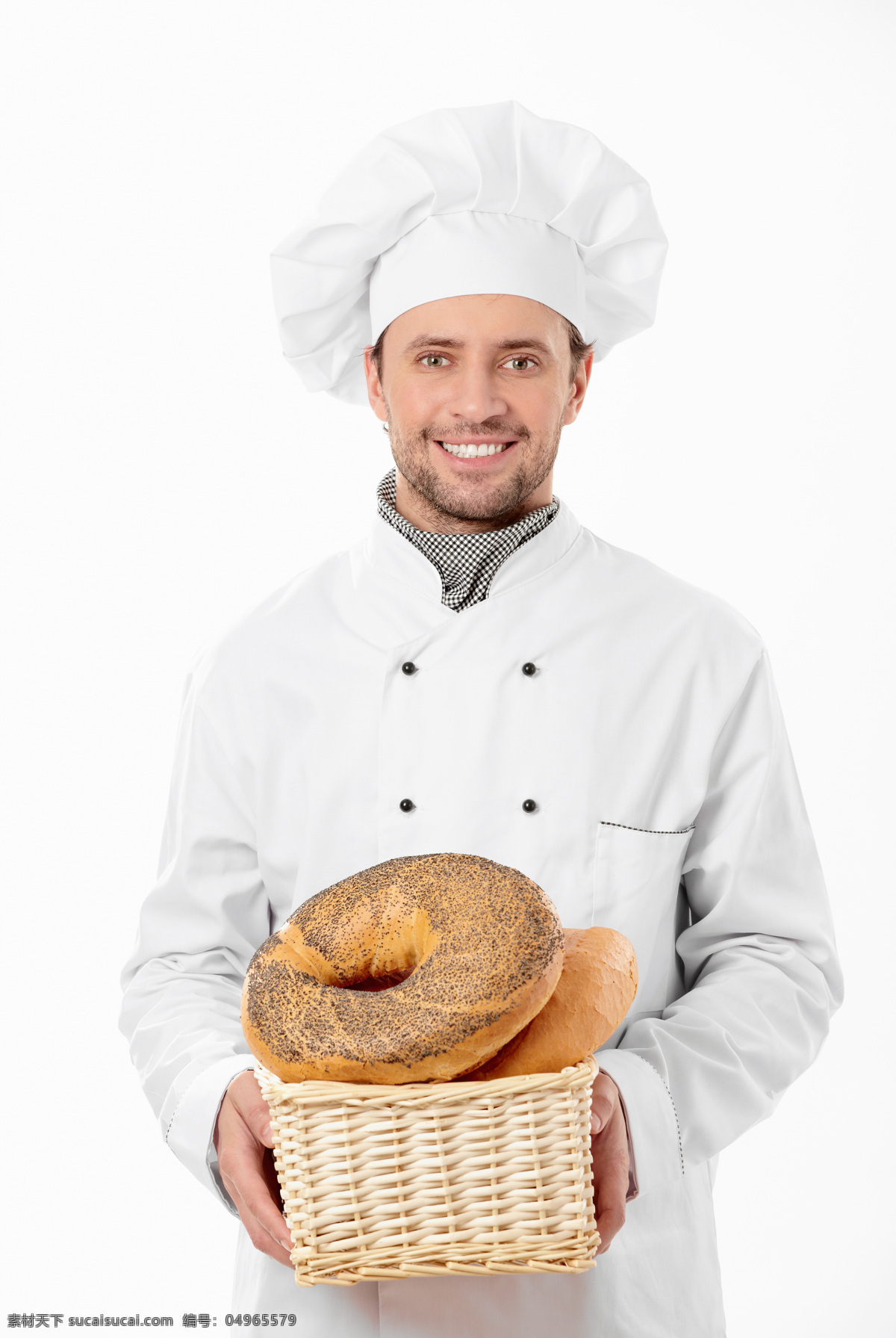 抱 面包 篮筐 厨师 面食 蛋糕师 糕点师 职业人物 商务人士 人物图片