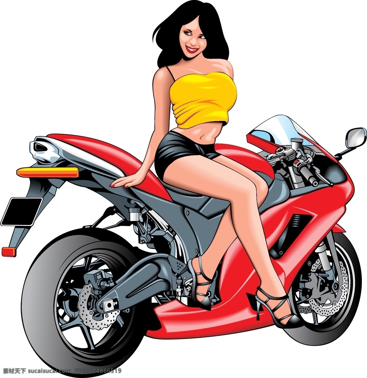坐在 摩托 车上 美女 摩托车 摩托车设计 矢量摩托车 美女设计 矢量美女 美女素材 人物 人物素材 卡通人物 矢量素材 交通工具 现代科技 白色