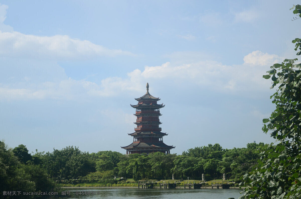 杏林塔 厦门园博苑 杏林阁 风景 古风建筑 古塔 背景 园林建筑 文化艺术 建筑园林 白云 绿水 蓝天