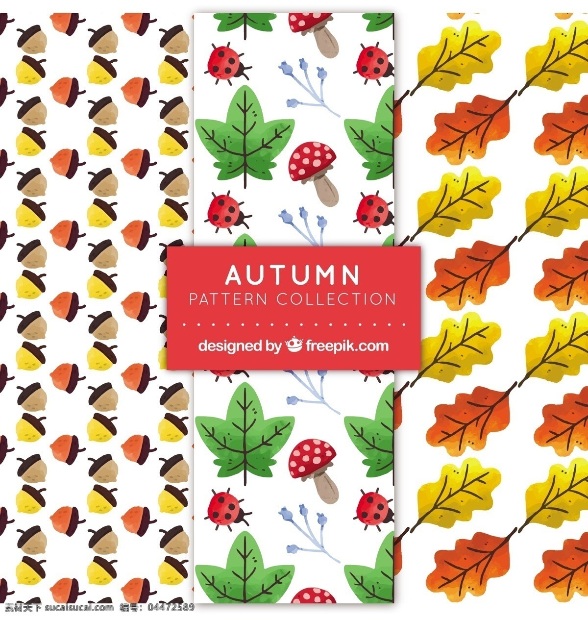 自然 元素 秋季 图案 背景 叶子 可爱 秋天 树叶 五颜六色 平 装饰 多彩的背景 无缝的图案 平面设计 自然背景