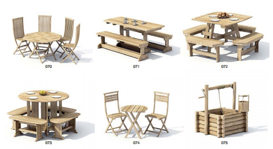 户外 桌椅 模型 3d模型 户外家具 庭院 景观休闲座 max 白色