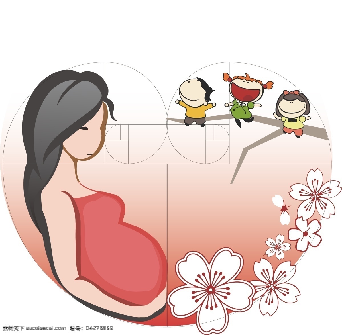 黄金分割 粉色 孕妇 卡通 插图 多维 维生素 保健品 插画 怀孕 宝宝 暖色 瓶贴 包装 白色