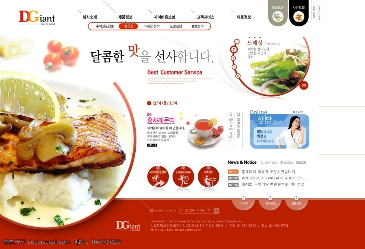 红色 调 餐饮美食 网页模板 餐饮类 韩国网站 网站模板 网页素材