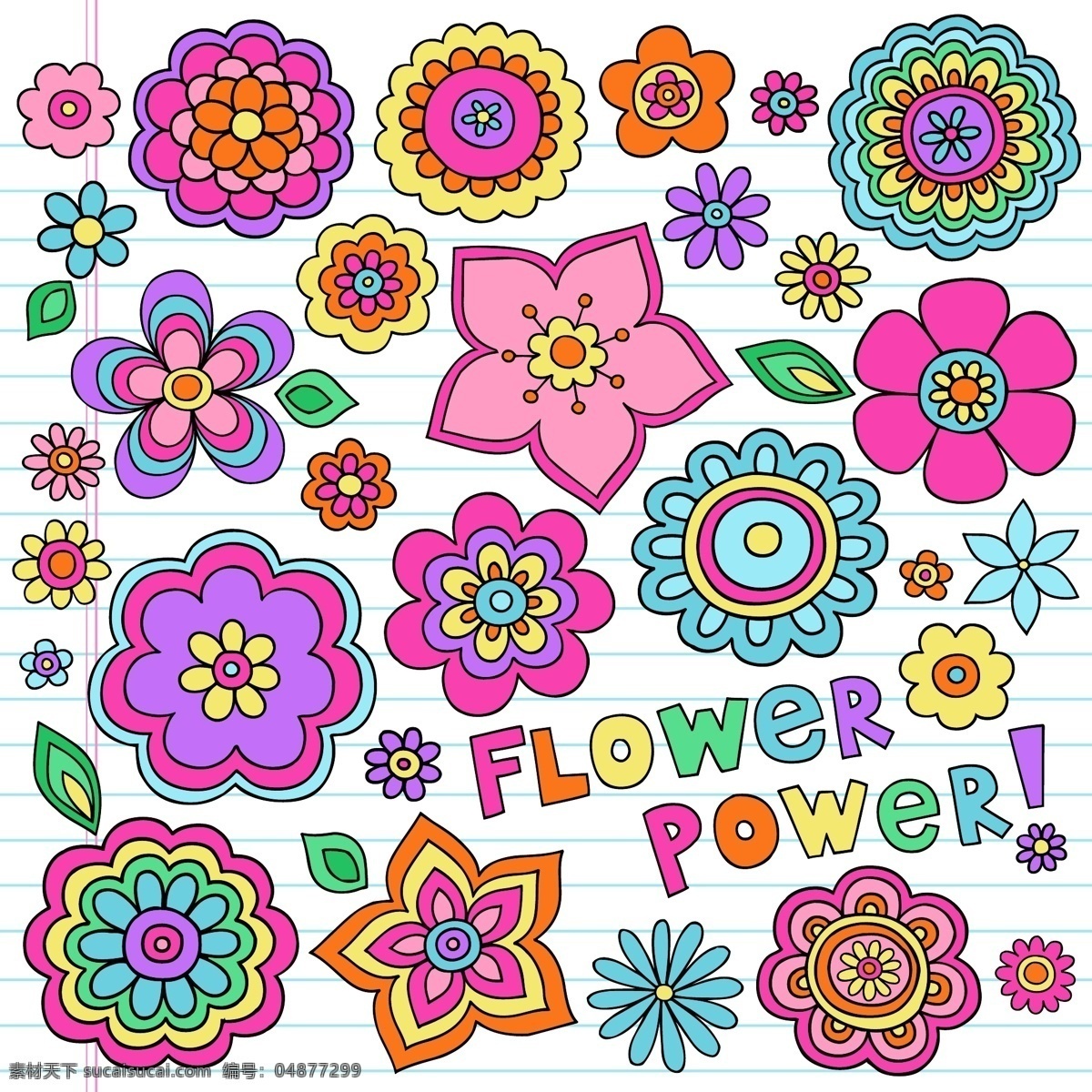 可爱 儿童画 花朵 彩色 卡通 植物