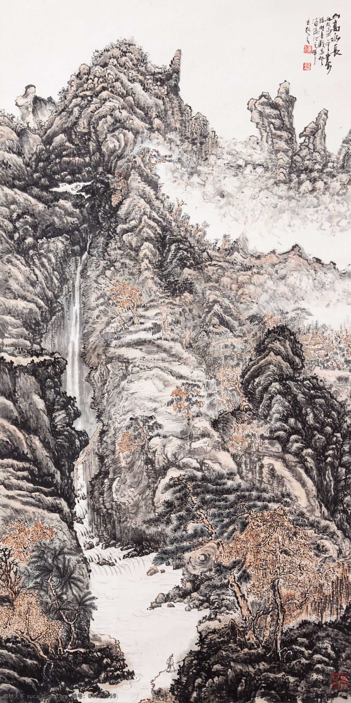 中国画 中国 传统 绘画 高山 山峰 山脉 文化艺术 绘画书法