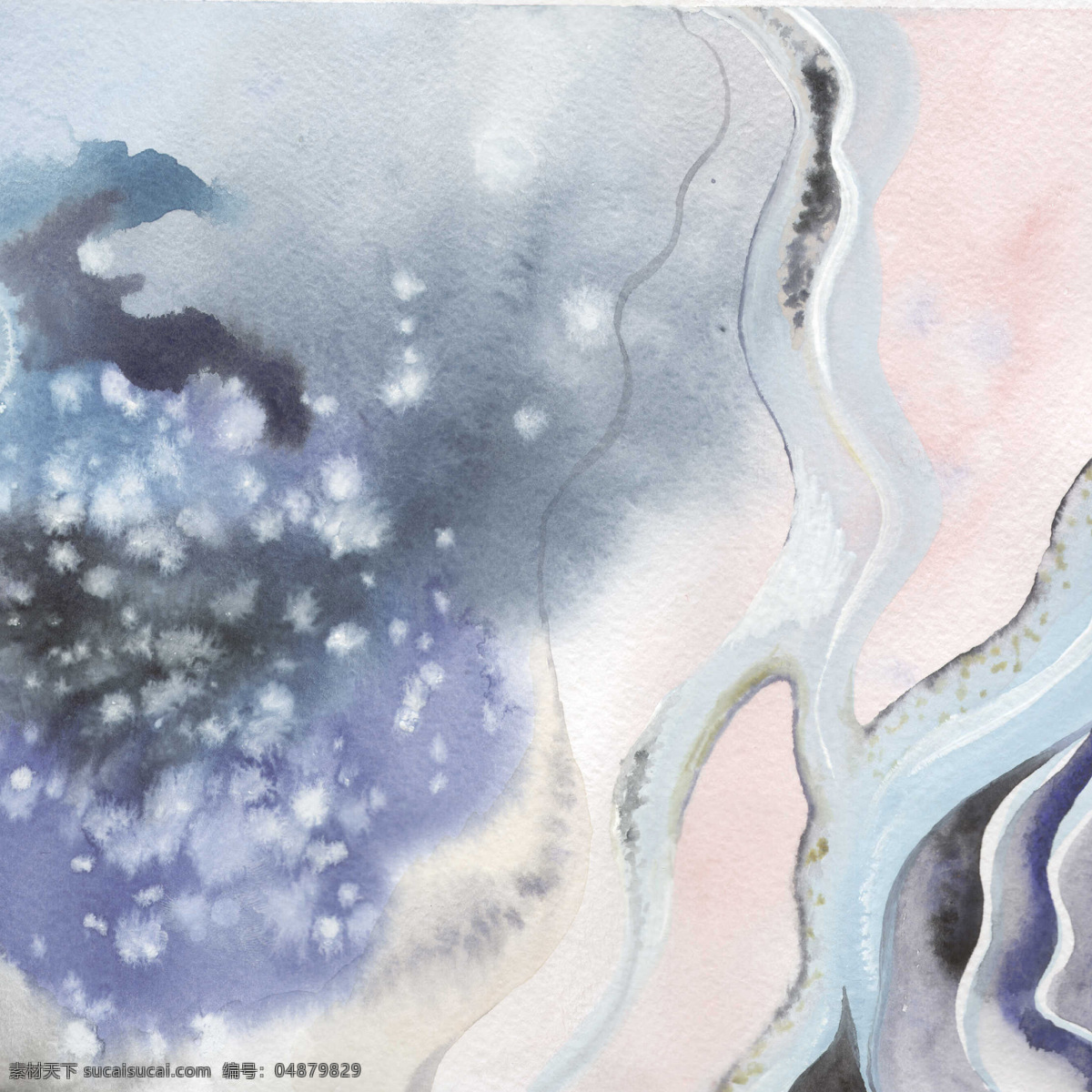 清雅 高级 粉 蓝色 河流 壁纸 图案 装饰设计 灰白色墨点 灰蓝色河流 大理石纹理 壁纸图案