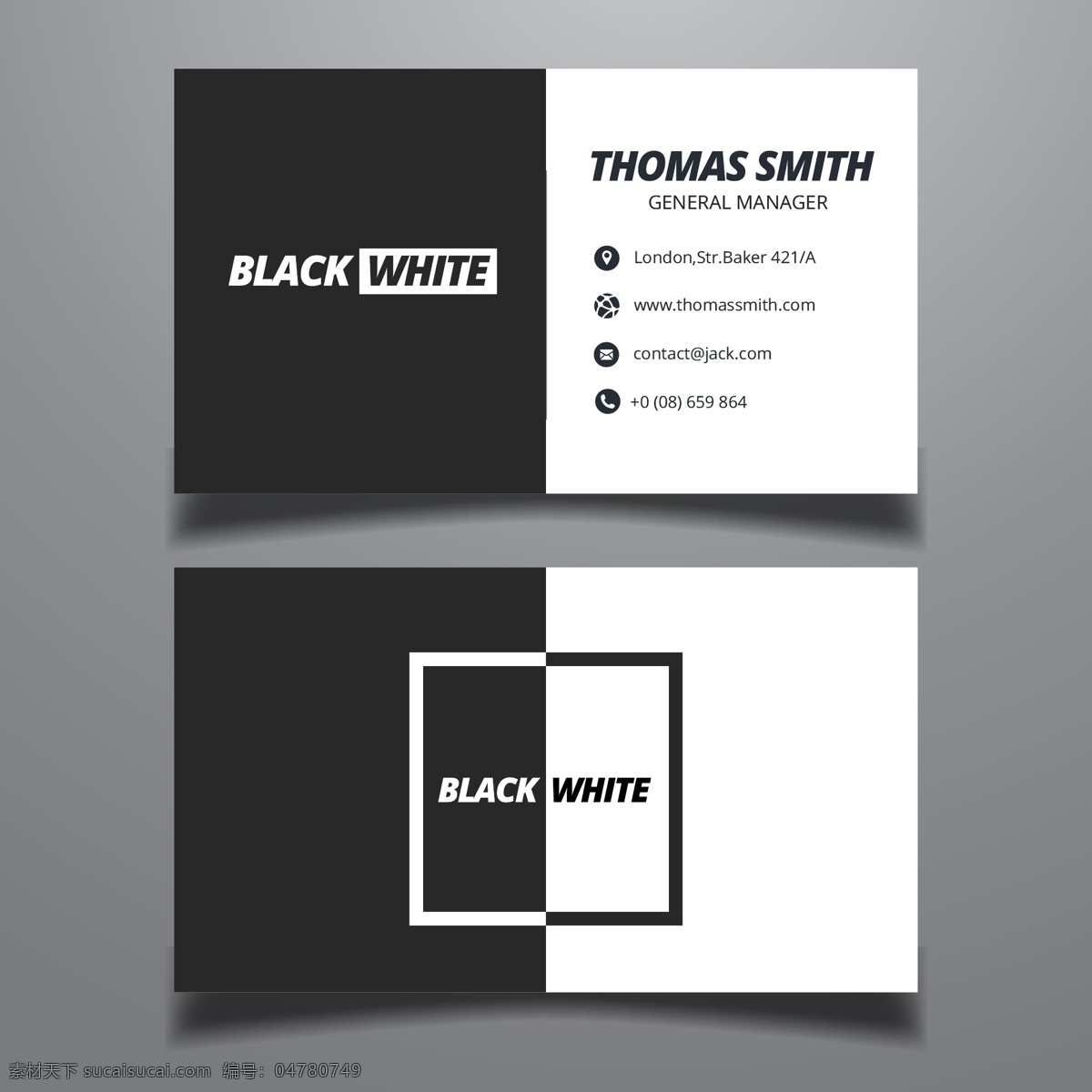 黑与白名片 背景 标志 名片 商务 抽象 办公室 模板 艺术 平面 布局 联系 介绍 黑色 公司 品牌 现代