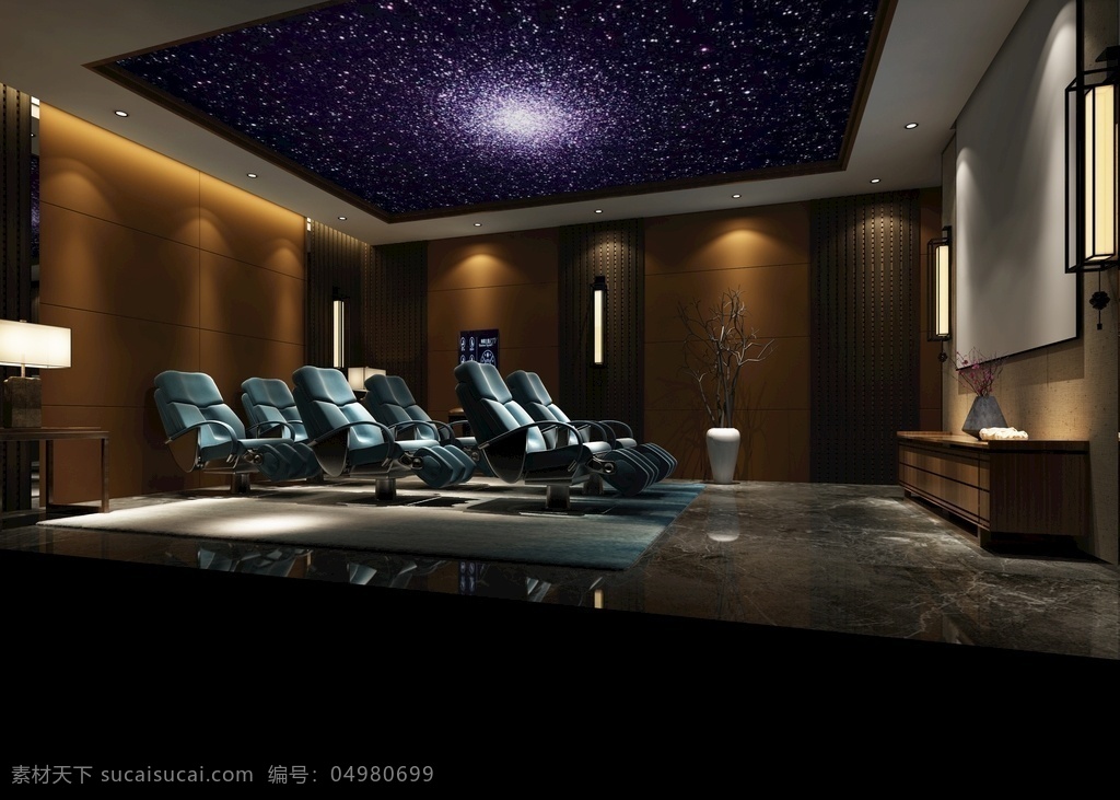 家庭影院 3d 模型 效果图 室内 电影 吊顶 别墅 投影 屏幕 护墙板 沙发 座椅 地板 效果图模型 3d设计 室内模型 max