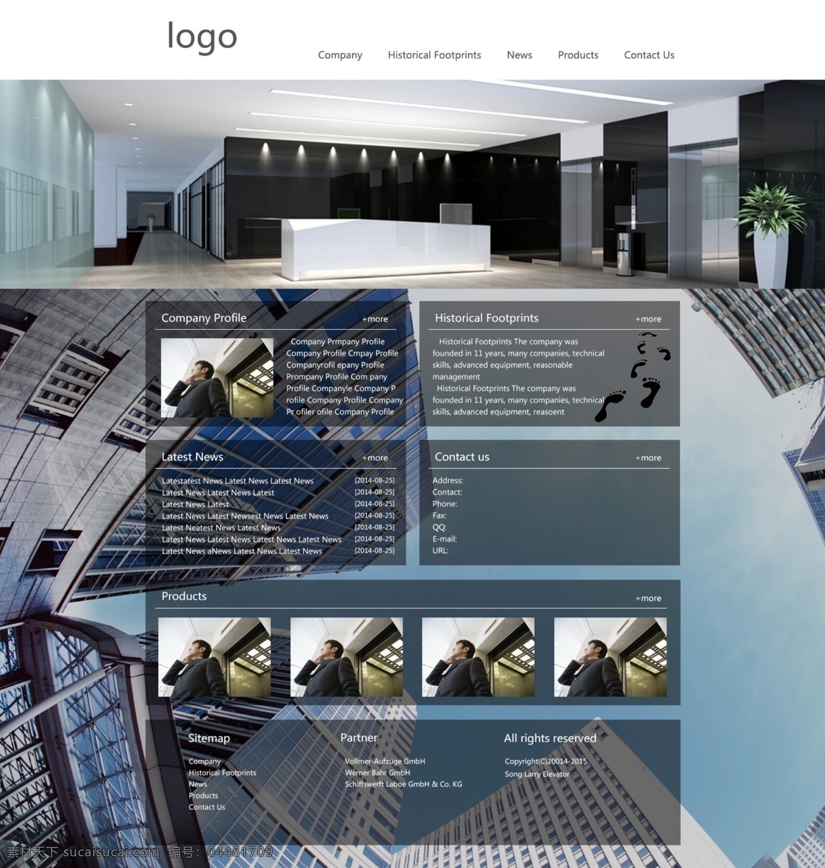 英文 网站 电梯 高楼 蓝色 网页 中文模板 网站设计图 网页设计图 web 界面设计 网页素材 其他网页素材