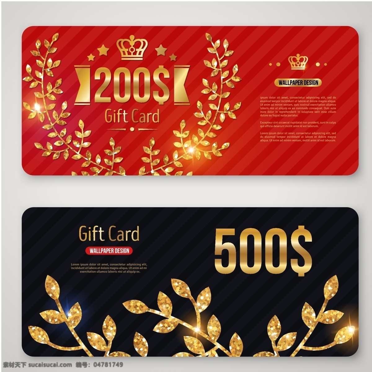 金色 橄榄枝 底纹 卡片 矢量 红色卡片 黑色卡片 金色橄榄枝 会员卡 贵宾卡 礼物卡 创意卡片