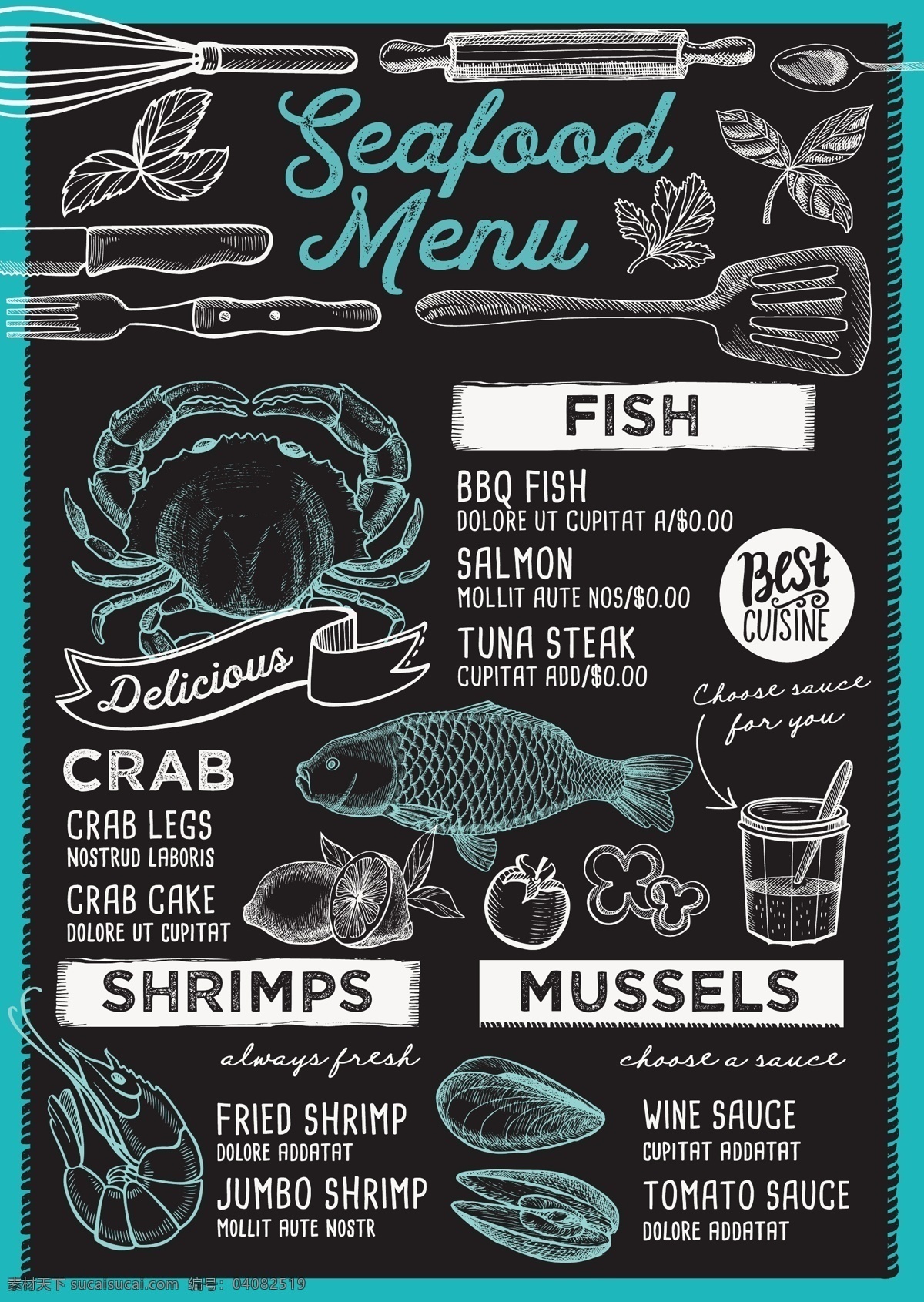 手绘线条素材 厨房用具 鱼 螃蟹 手绘海鲜 海货 手绘素材 素描 打蛋器 食材食物 生活百科 餐饮美食
