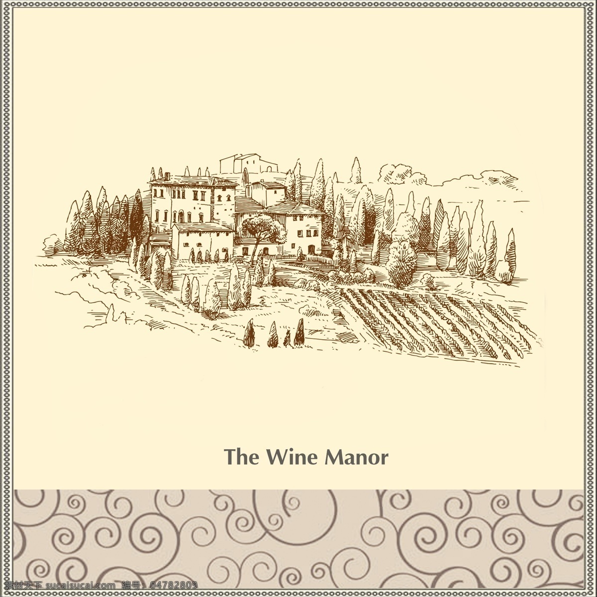 葡萄酒 庄园 广告设计模板 红酒 葡萄酒庄园 源文件 手绘 手绘海报