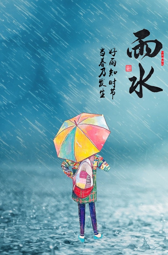 二十四节气 雨水 海报 24节气 农历 下雨 节气