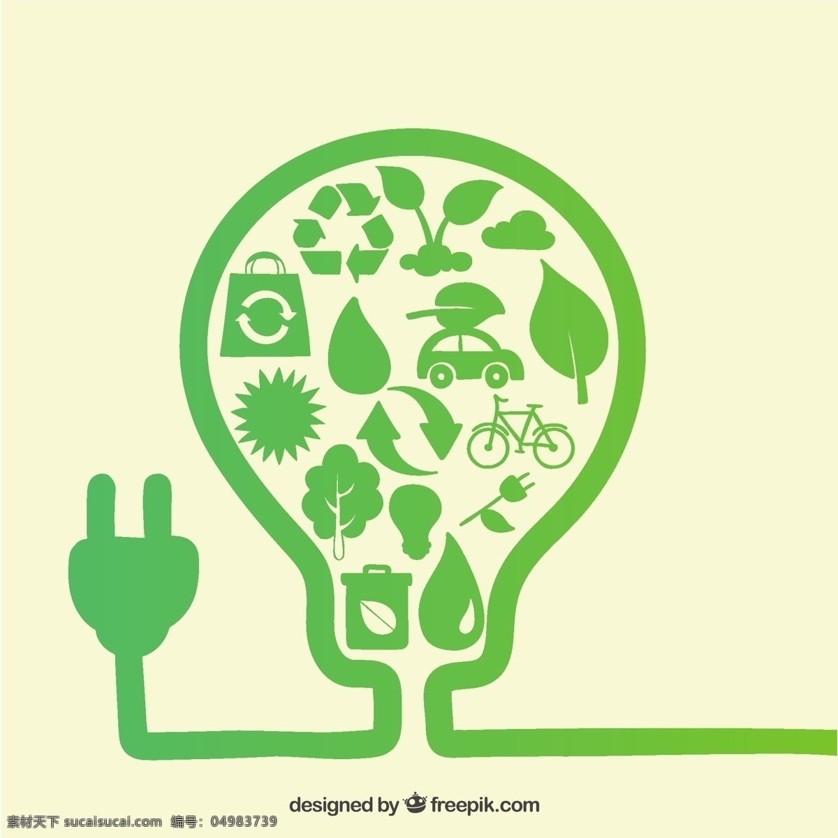 电灯泡图标 图标 绿色 生态 能源 灯泡 电灯泡 电力 环保 环境