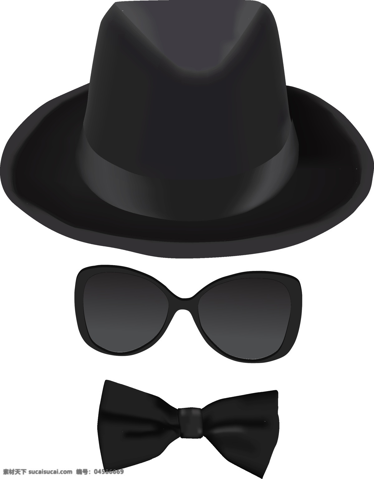 黑色的帽子 帽子 眼镜 蝴蝶结