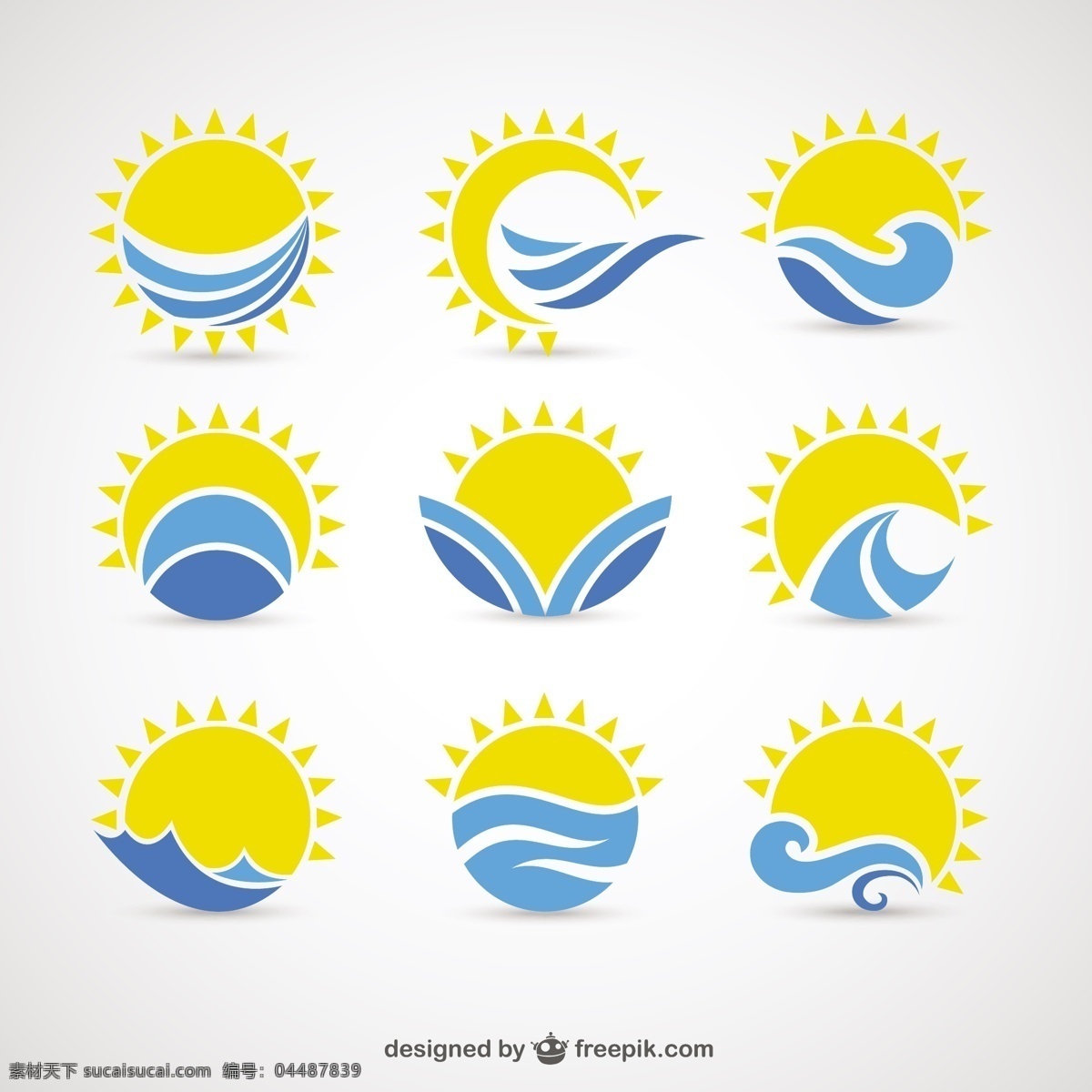 太阳 海浪 图标 夏天 阳光 沙滩 海水 海洋 波浪