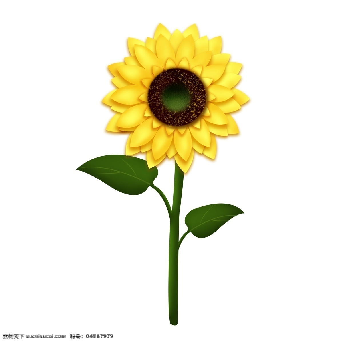 向日葵 秋天 清新 黄色 花朵 卡通 装饰 图案 黄色花朵 装饰图案 一株向日葵