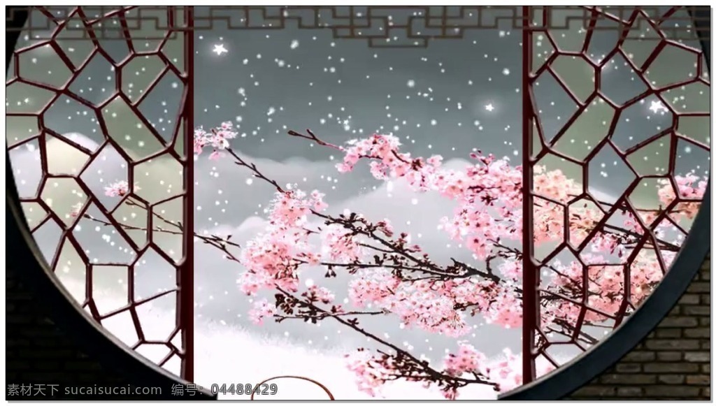 中国 风 墙 外 雪 中 梅花 视频 中国风 传统 院墙 白雪 视频素材 动态视频素材