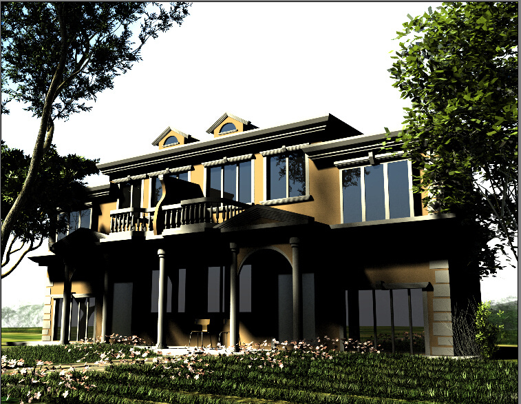 别墅 别墅设计 树 3d 3d图 装修 房子 max 黑色