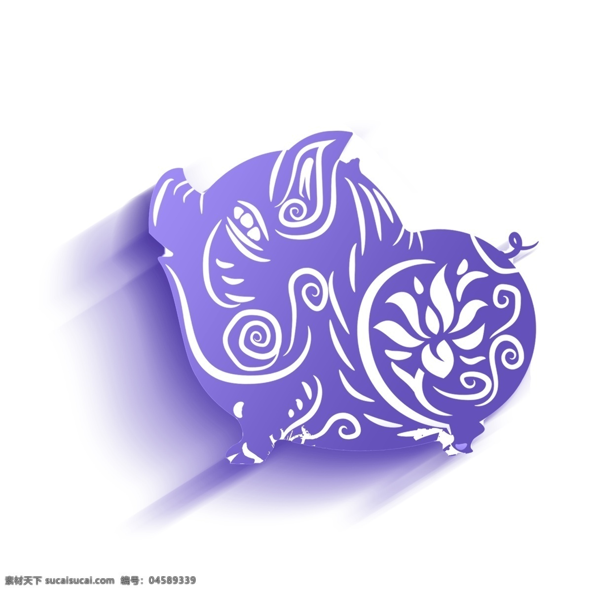简约 蓝色 猪 形象 元素 设计元素 创意元素 手绘元素 2019 紫色元素 猪年形象 猪年 手绘 元素装饰 psd元素