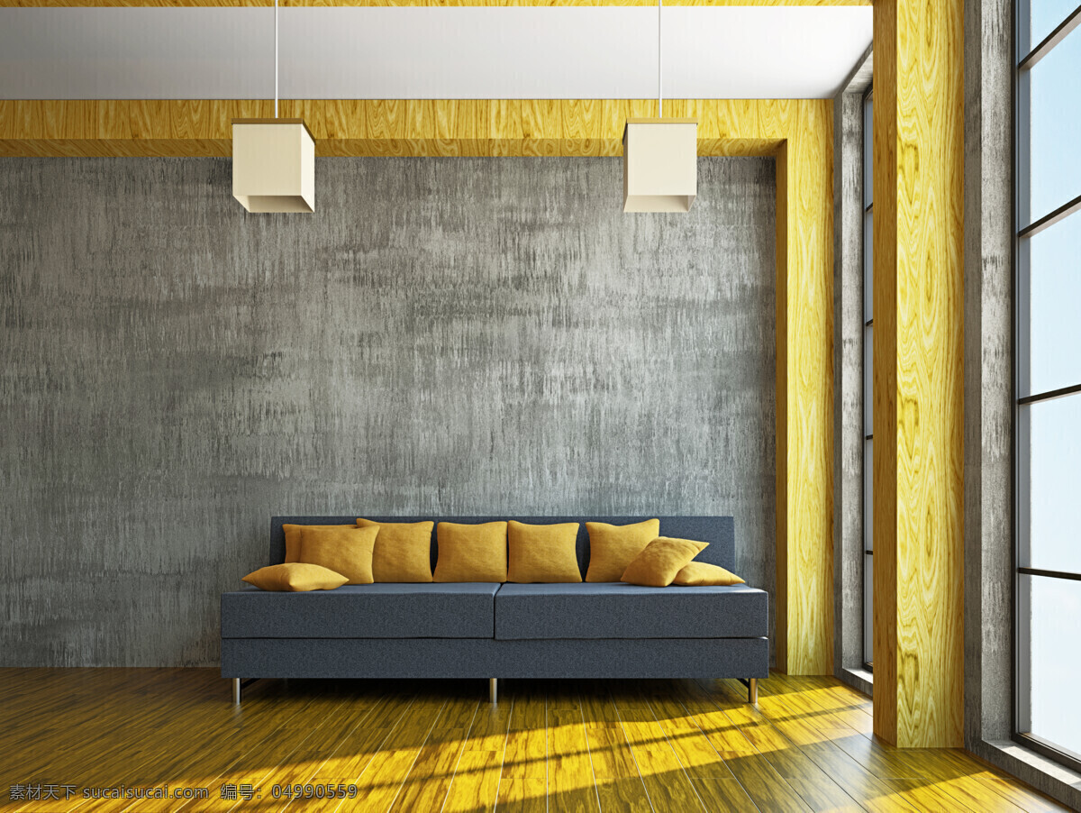 黄色客厅设计 黄色 沙发 地板 客厅 房屋设计 装修设计 装潢 室内设计 环境家居 灰色