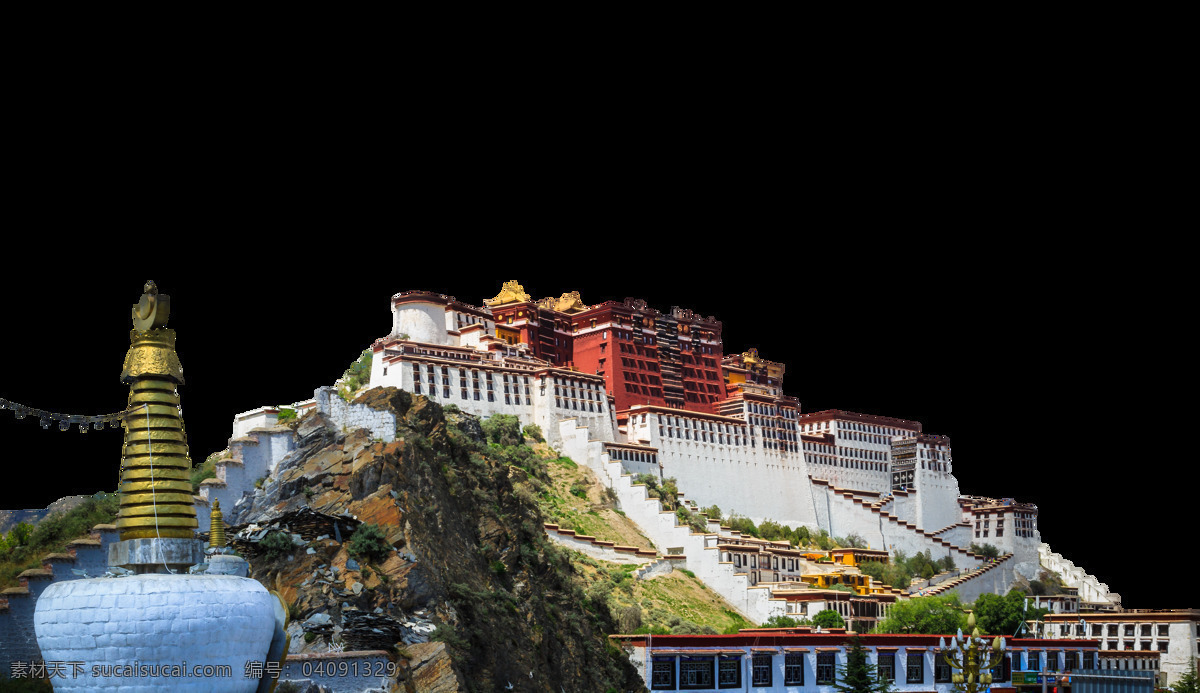 西藏 布达拉宫 建筑 背景 海报 png格式