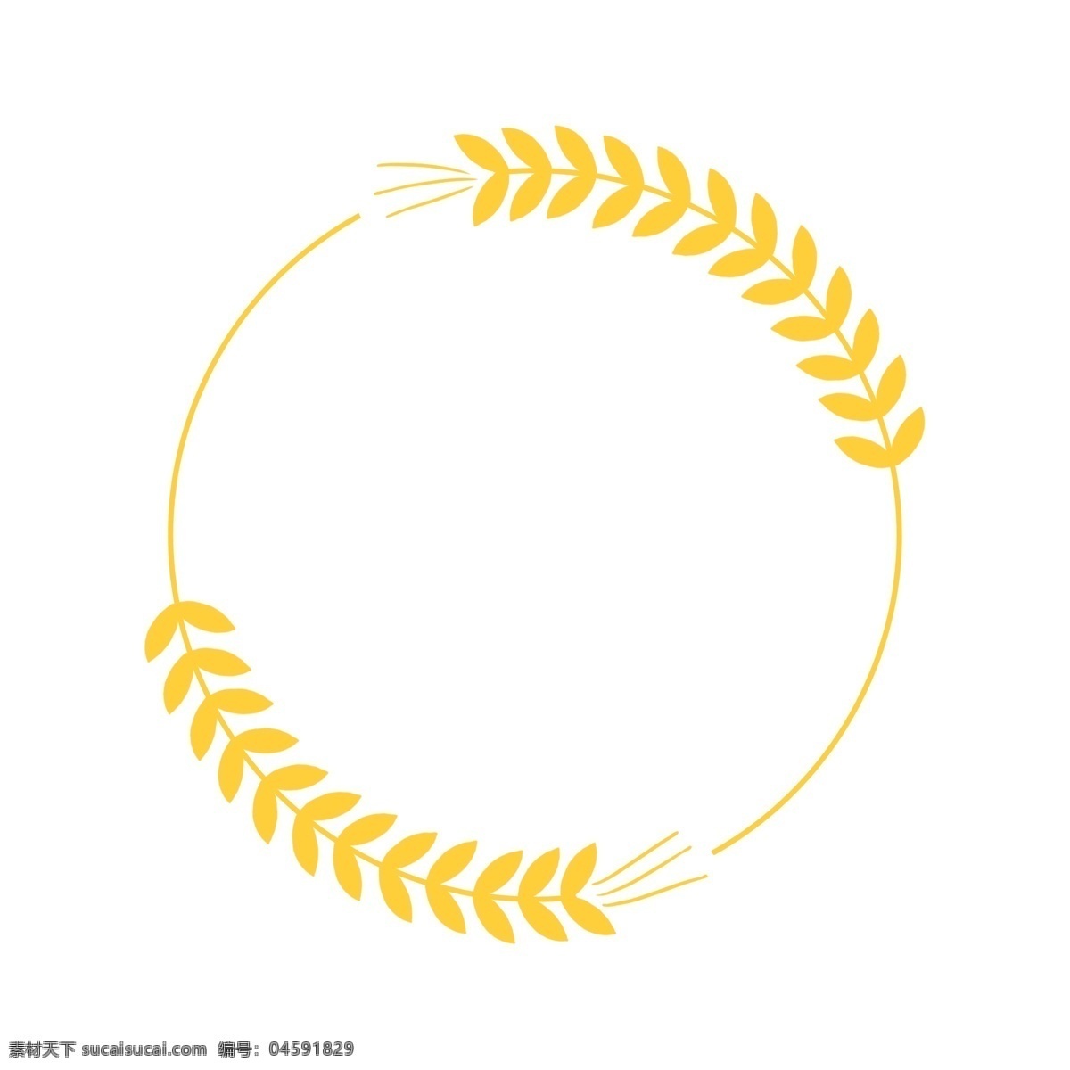 金色 水稻 圆 框 稻谷 小麦 粮食 食物 主食 海报装饰 二十四节气 插画 金色水稻圆框 圆形