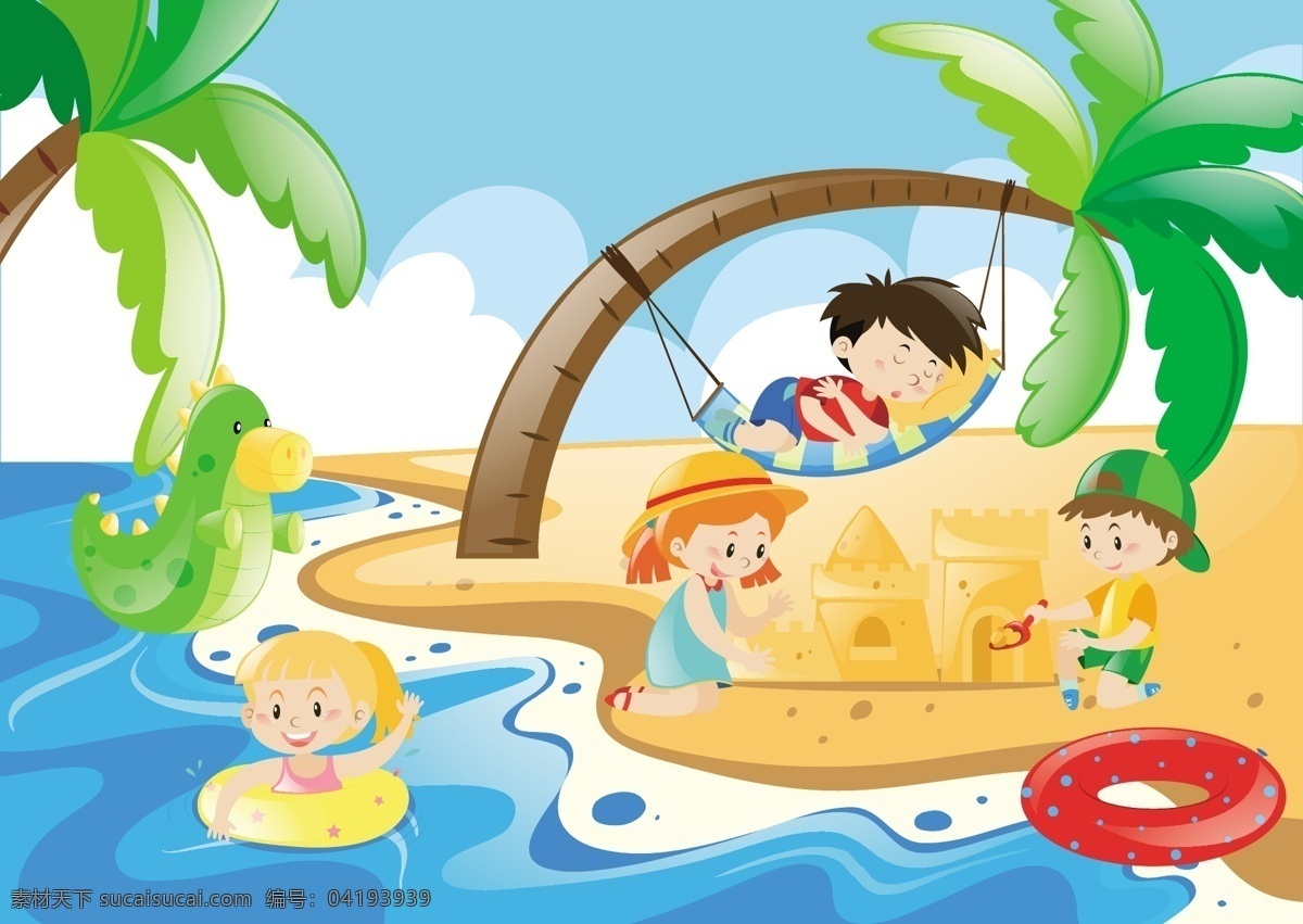 海滩 上 玩 开心 孩子 背景 树 儿童 壁纸 色彩 丰富多彩 棕榈树 乐趣 播放 丰富 背景颜色 彩色 海岸