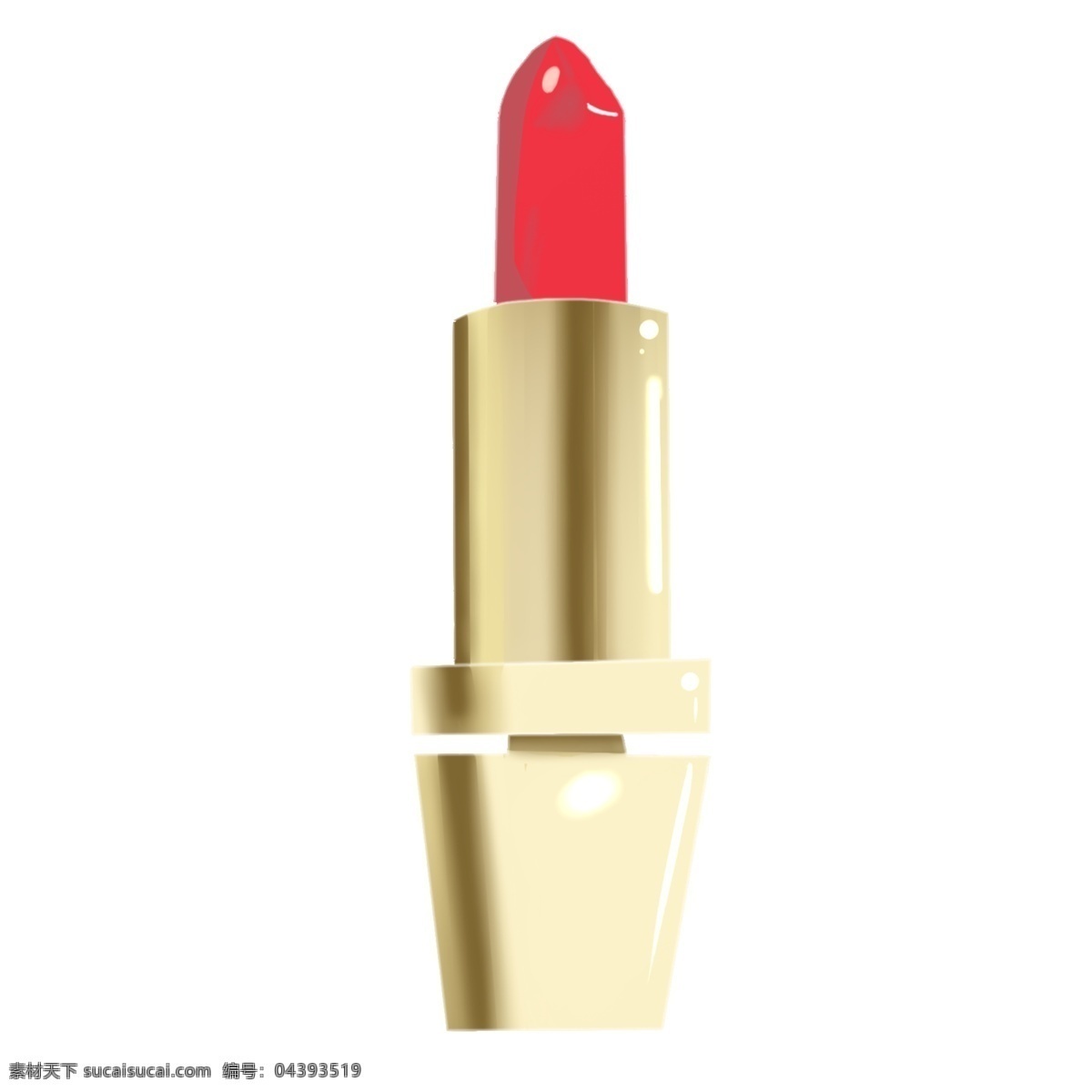 女性 化妆用品 口红 红色的口红 金色管子 金属管 唇膏 鲜艳的红口红 美容用品