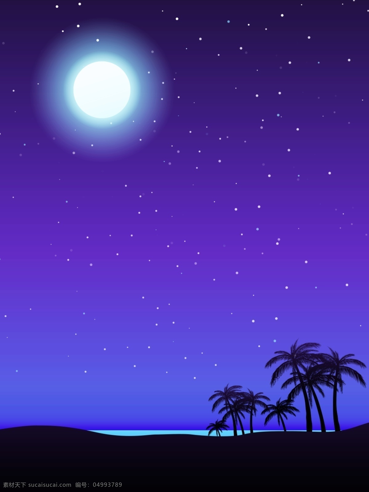 蓝色 夜晚 星空 海滩 简约 明亮 背景 图 背景图