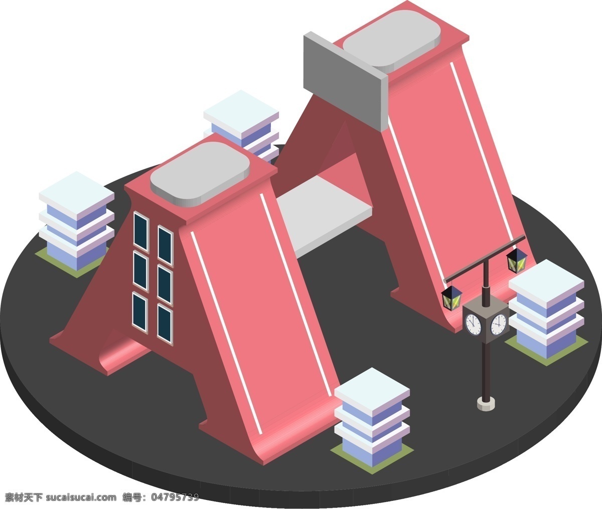 d 立体 未来 科技 办公楼 轴 测 图 2.5d 轴测图 插画设计 可爱 小清新 少女 卡通