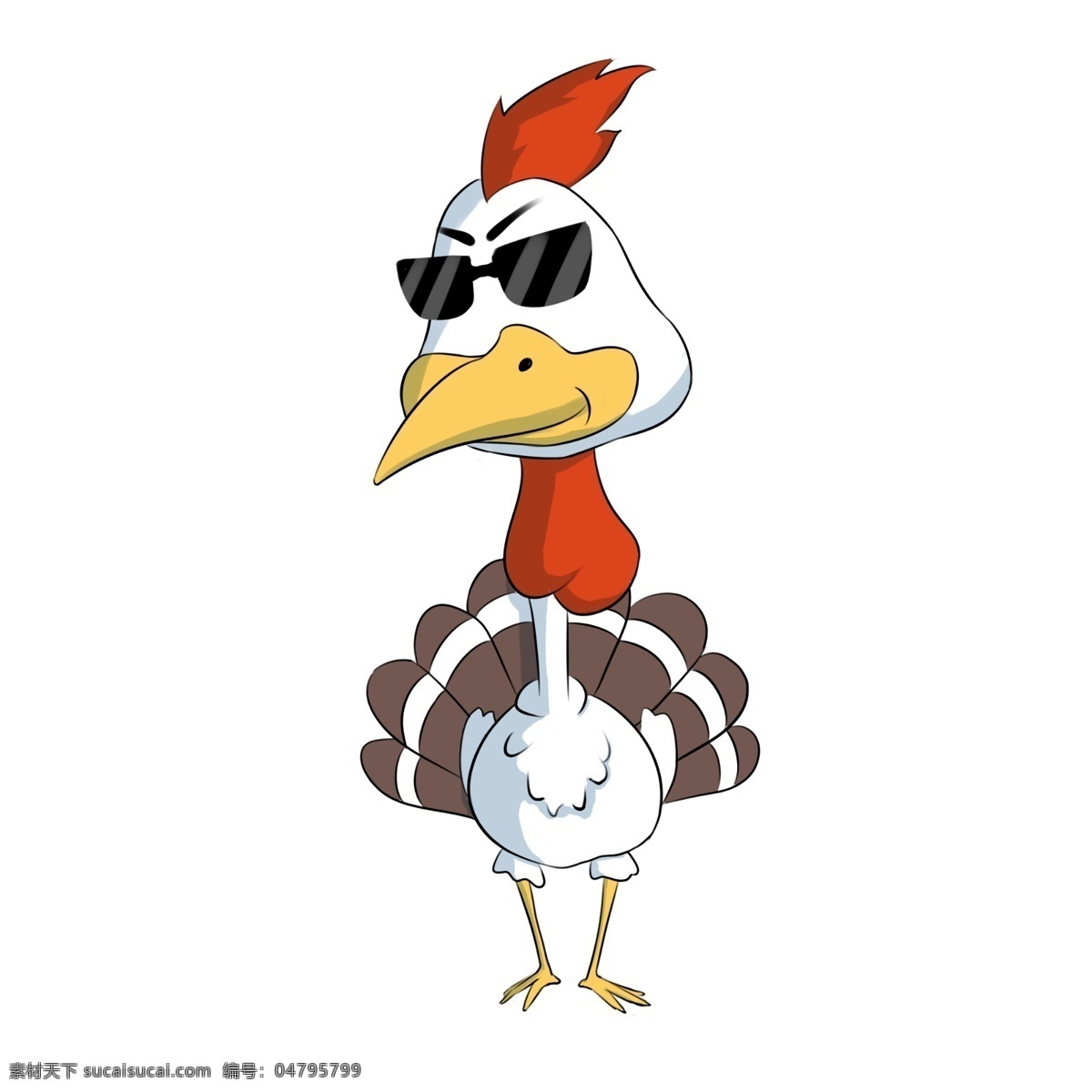 感恩节 酷 火鸡 感恩节火鸡 褐色的羽毛 黄色的头冠 开心的火鸡 黑色 遮阳 眼镜 插画
