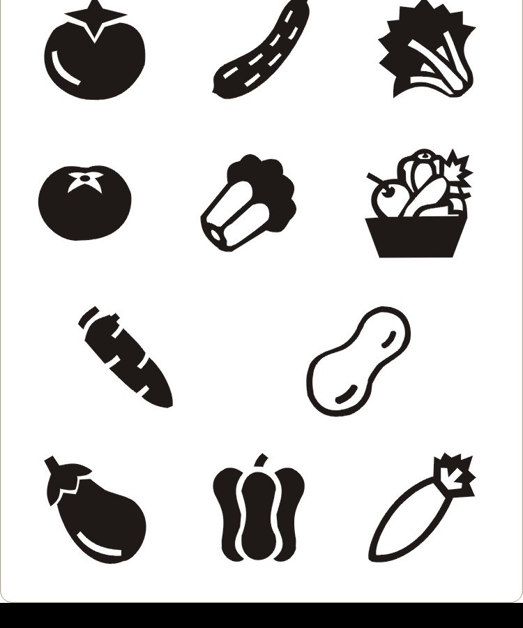 蔬菜图标 蔬菜黑白图标 标识标志图标 小图标 矢量图库
