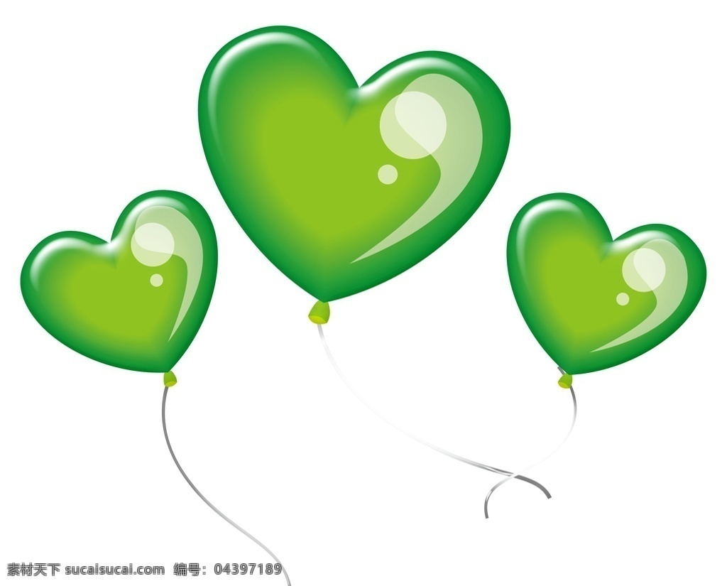 绿色爱心气球 绿色 爱心 气球 矢量 装饰图案