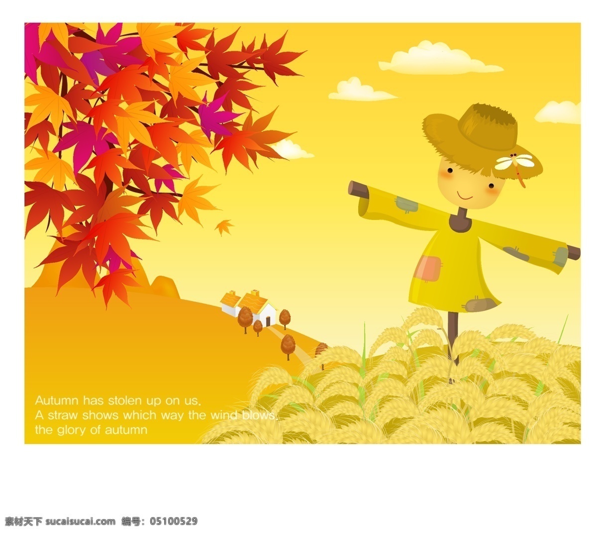 韩国自然风景 秋天风景素材 矢量 格式 ai格式 设计素材 自然风光 风景建筑 矢量图库 黄色