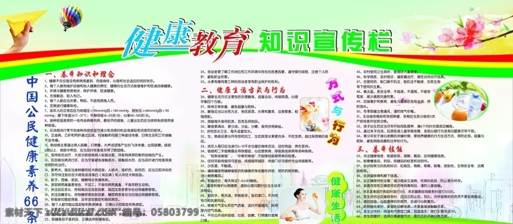 健康教育宣传 中国公民 健康 素养 条 基本知识 基本理念 生活方式 生活行为 基本技能 展板模板