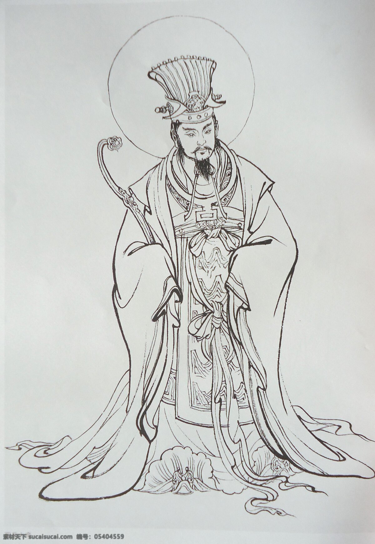 五岳大帝 西岳大帝 神话人物 工笔画 绘画 美术 白描 线描 李云中 传统人物画 绘画书法 文化艺术