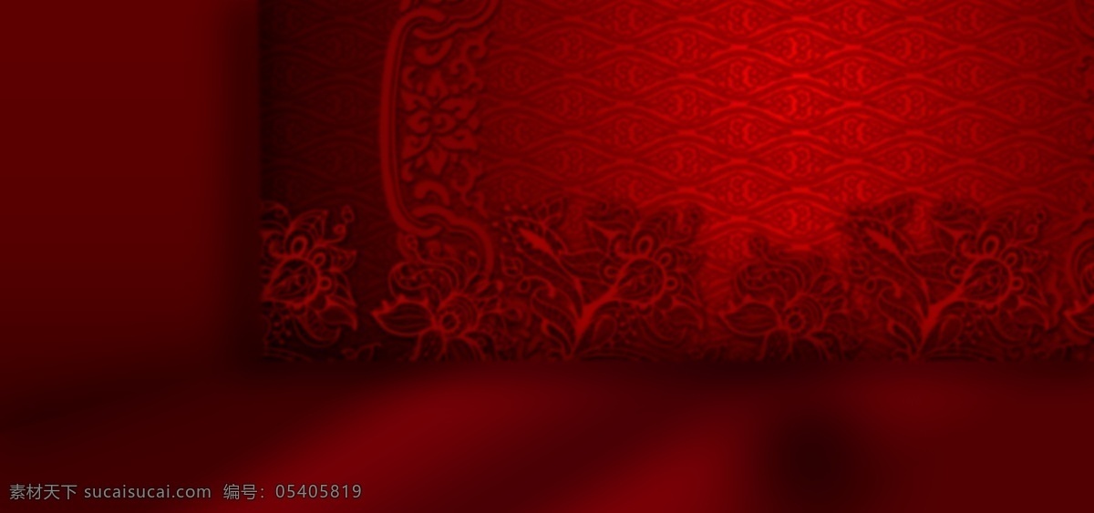 复古 红色 花纹 背景 中国风 时尚 空间感 红色背景 背景素材