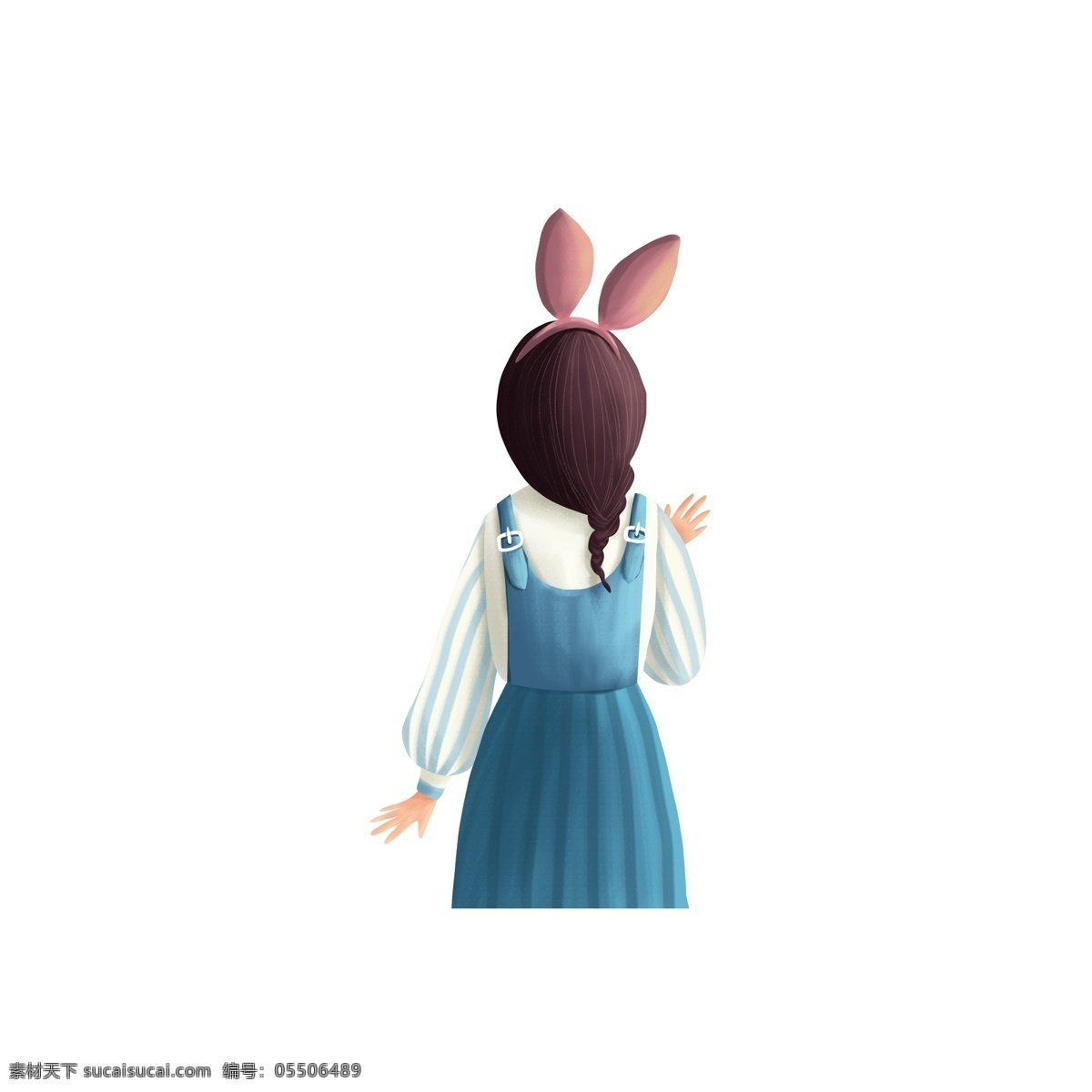原创 文艺 兔 耳朵 女孩 元素 兔耳朵 卡通 背景