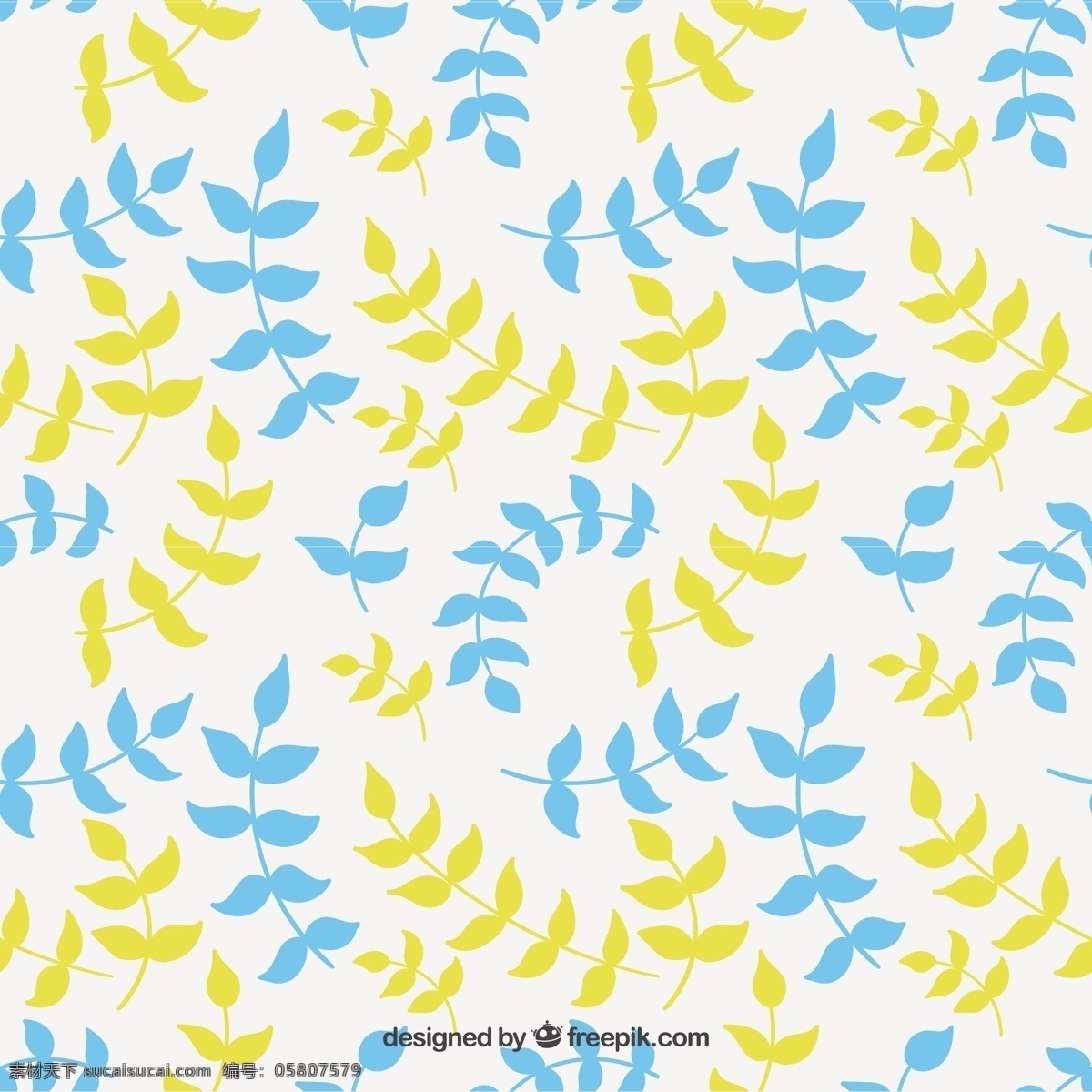 蓝色 黄色 叶子 图案 花 自然 叶 蓝 装饰 黄 植物 繁茂 开花 白色