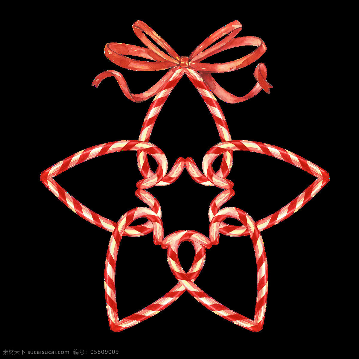 手绘 圣诞 树上 星星 挂件 透明 红色 免扣素材 圣诞节 手工 丝带 透明素材 装饰品