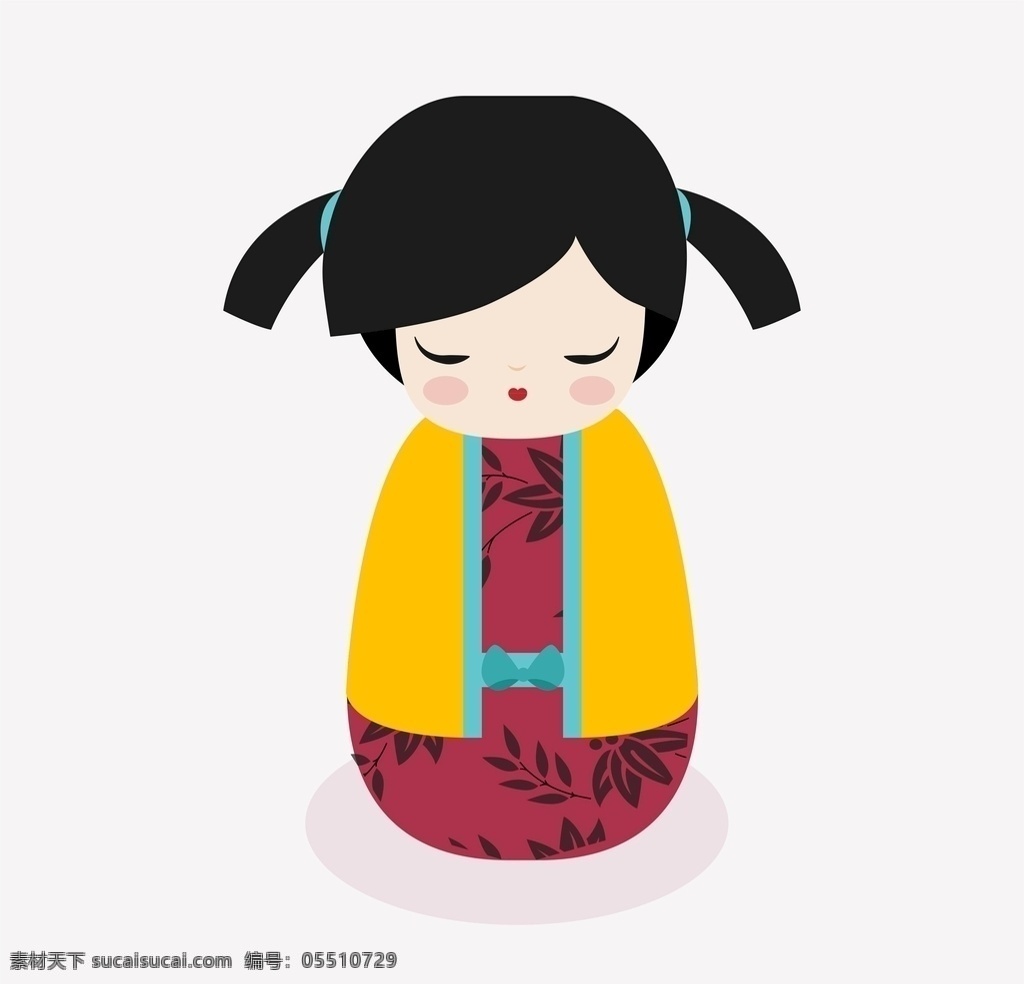 日系元素 大和民族 日本歌姬 卡通日本元素 矢量娃娃 日本美女 日本玩具娃娃 卡通设计